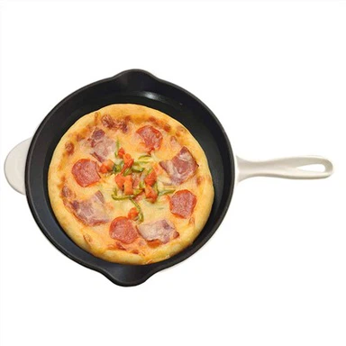 Emalje støbejern stegepande